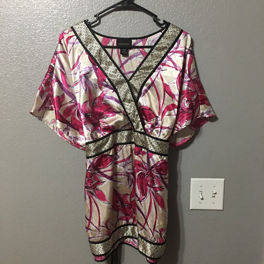 Lane Bryant Pink/Cream Blouse